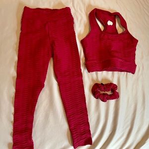 Booty By Brabants Original Kids Leggings, Tank Top & Scrunchi - Vinho - Size 4-7
